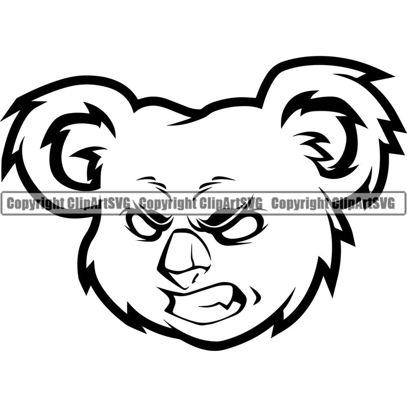 Koala Koalas Wildlife Bear Animal Mascot Sports School Team Mascot Game Fantasy eSport Animal Emblem Badge Logo Symbol Tattoo Black Logo Symbol Clipart SVG