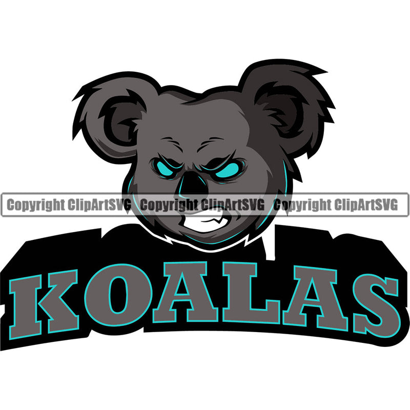Koala Koalas Wildlife Bear Animal Mascot Sports School Team Mascot Game Fantasy eSport Animal Emblem Badge Logo Symbol Tattoo Text Word Typography Lettering Color Logo Symbol Clipart SVG