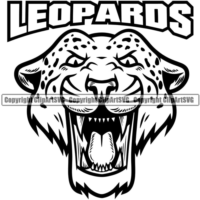 Leopard Leopards Wild Big Cat Wildlife Predator Beast Cheetah Jaguar Jungle Nature Zoo School Sports Team Mascot Game Fantasy eSport Animal Emblem Badge Logo Symbol Tattoo Text Word Typography Lettering Black Logo Symbol Clipart SVG