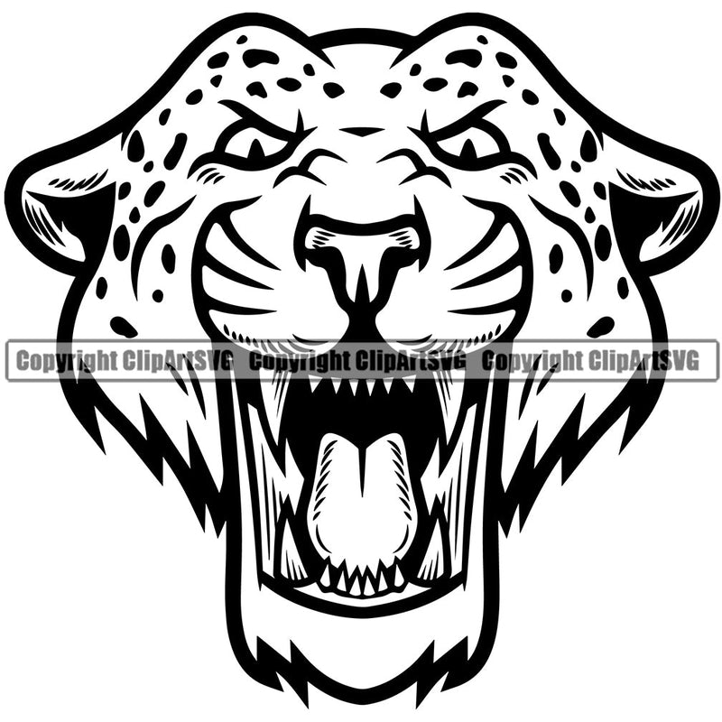 Leopard Leopards Wild Big Cat Wildlife Predator Beast Cheetah Jaguar Jungle Nature Zoo Sports Mascot School Team Game Fantasy eSport Animal Emblem Badge Logo Symbol Tattoo Black Logo Symbol Clipart SVG