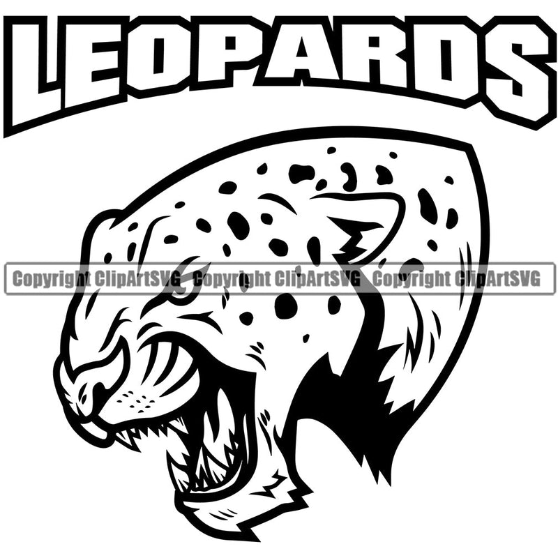 Leopard Leopards Wild Big Cat Wildlife Predator Beast Cheetah Jaguar Jungle Nature Zoo Sports Animal School Team Mascot Game Fantasy eSport Emblem Badge Logo Symbol Tattoo Text Word Typography Lettering Black Logo Symbol Clipart SVG