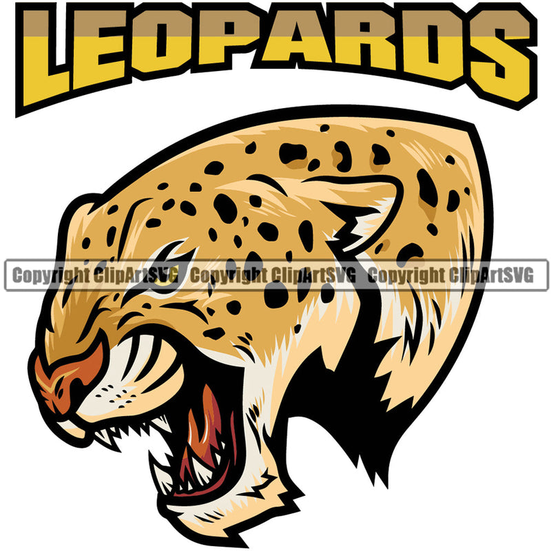 Leopard Leopards Wild Big Cat Wildlife Predator Beast Cheetah Jaguar Jungle Nature Zoo Sports School Team Mascot Game Fantasy eSport Animal Emblem Badge Logo Symbol Tattoo Color Logo Symbol Text Word Typography Lettering Clipart SVG