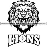 Lion Lions Wild Big Cat Wildlife Predator Beast King Of The Jungle Nature Zoo Sports School eSport Team Mascot Game Fantasy Animal Emblem Badge Logo Symbol Tattoo Text Word Typography Lettering Black Logo Symbol Clipart SVG