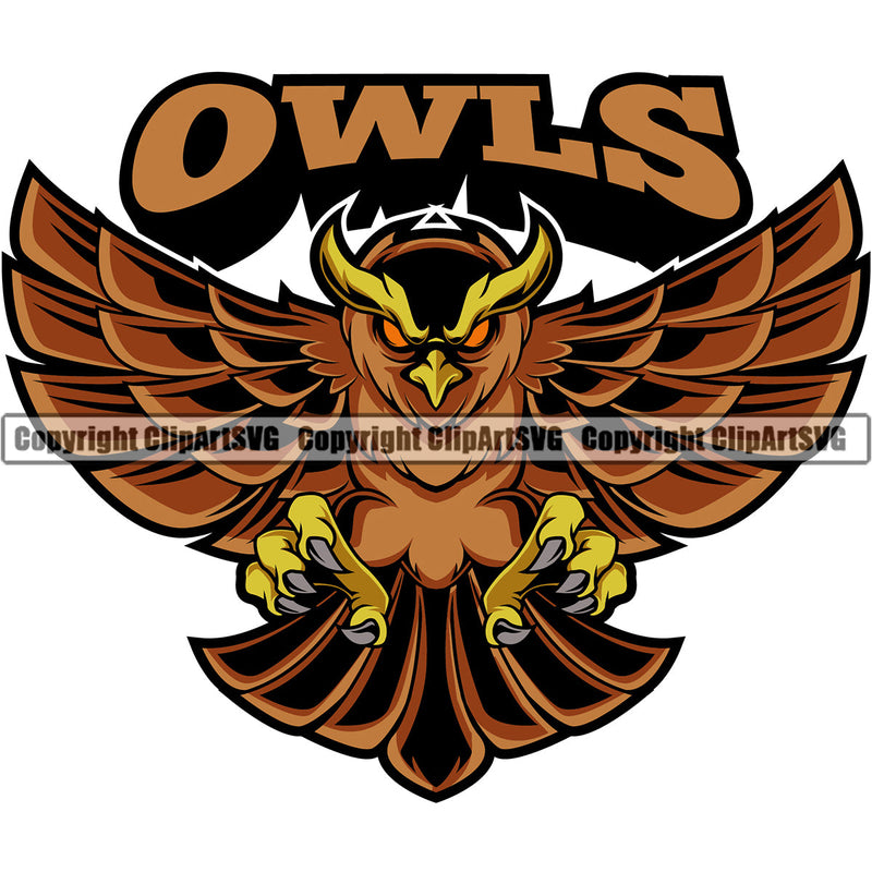 Owl Owls Nature Wildlife Bird Wings Fly Flying Night Nocturnal Sports School Team Mascot Game Fantasy Animal eSport Emblem Badge Logo Symbol Tattoo Combo Color Logo Symbol Clipart SVG