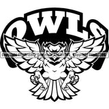 Owl Owls Nature Wildlife Bird Wings Fly Flying Night Nocturnal Sports School Team Mascot Game Fantasy eSport Animal Emblem Badge Logo Symbol Tattoo Combo Black Logo Symbol Clipart SVG