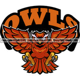 Owl Owls Nature Wildlife Bird Wings Fly Flying Night Nocturnal Sports School Team Mascot Game Fantasy eSport Animal Emblem Badge Logo Symbol Tattoo Combo Color Logo Symbol Clipart SVG