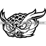 Owl Owls Nature Wildlife Bird Wings Fly Flying Night Nocturnal Sports School Team Mascot Badge Game Fantasy eSport Animal Emblem Logo Symbol Tattoo Black Logo Symbol Clipart SVG