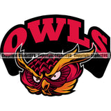 Owl Owls Nature Wildlife Bird Wings Fly Flying Night Nocturnal Sports School Team Mascot Game Fantasy eSport Animal Emblem Badge Logo Symbol Tattoo Text Word Typography Lettering Logo Symbol Color Clipart SVG
