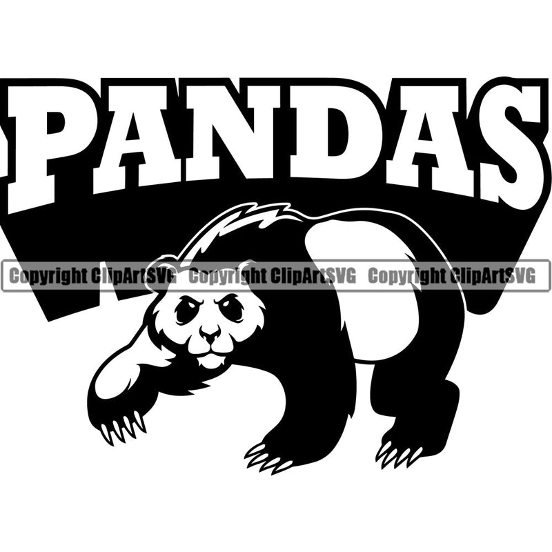 Panda Pandas Nature Wildlife Animal Bear Wild Sports School Team Mascot Game Fantasy eSport Animal Emblem Logo Symbol Badge Tattoo Text Word Typography Lettering Color Logo Symbol Clipart SVG