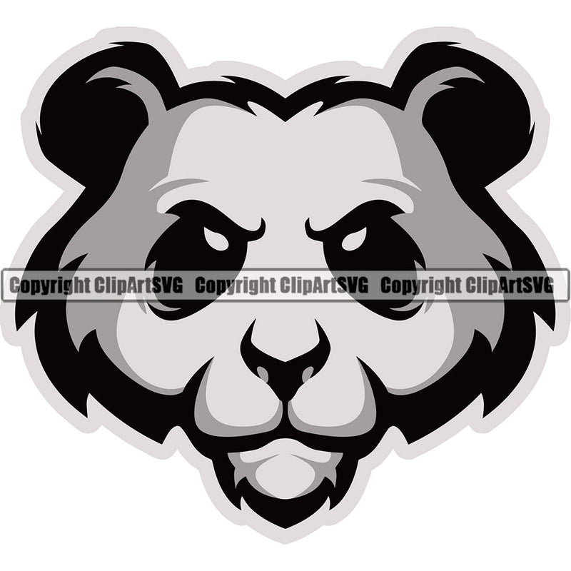 Panda Pandas Nature Wildlife Animal Bear Wild Sports School Team Game Fantasy eSport Mascot Animal Emblem Badge Logo Symbol Tattoo Color Logo Symbol Clipart SVG