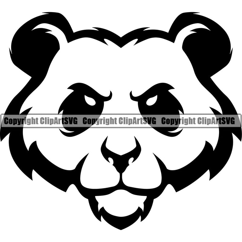 Panda Pandas Nature Wildlife Animal Bear Wild Sports School Team Mascot Game Fantasy eSport Animal Emblem Badge Logo Symbol Tattoo Black Logo Symbol Clipart SVG
