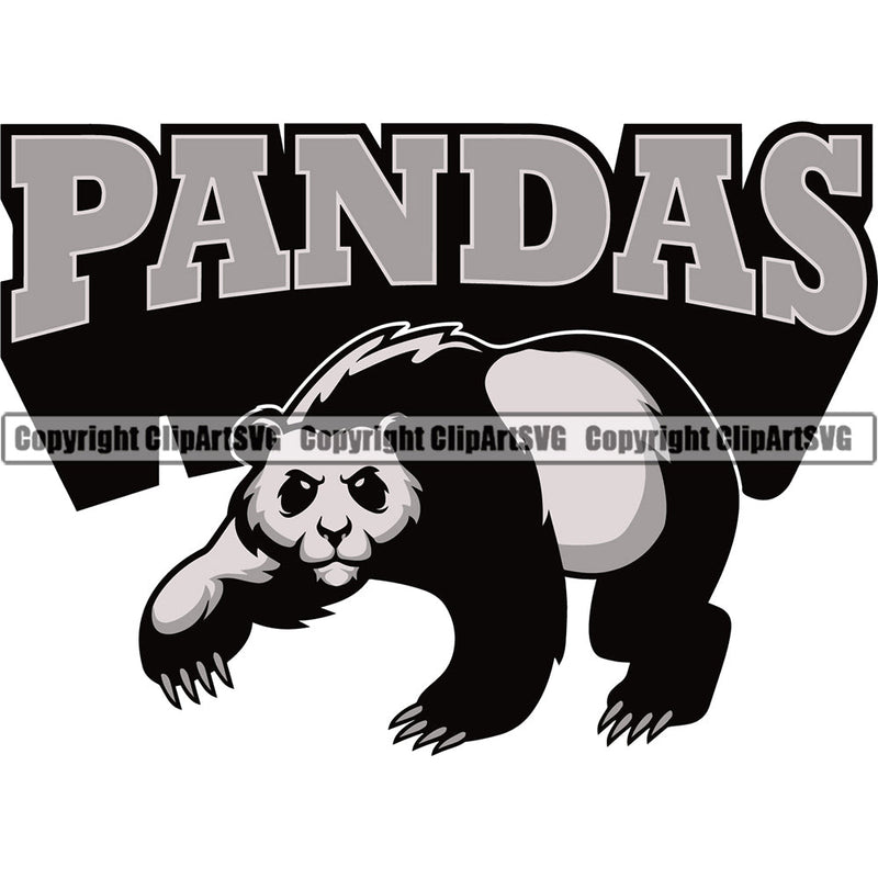 Panda Pandas Nature Wildlife Animal Bear Wild Sports School Team Mascot Game Fantasy eSport Animal Emblem Badge Logo Symbol Tattoo Text Word Typography Lettering Color Logo Symbol Clipart SVG