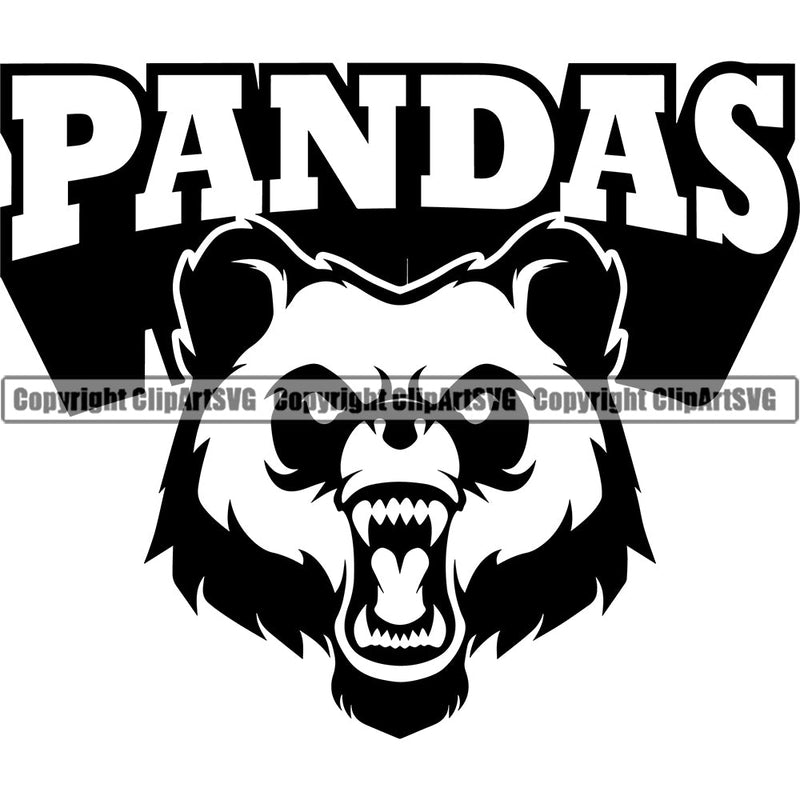 Panda Pandas Nature Wildlife Animal Bear Wild Sports School Team Mascot Game Fantasy eSport Animal Emblem Badge Logo Symbol Tattoo Text Word Typography Lettering Black Logo Symbol Clipart SVG