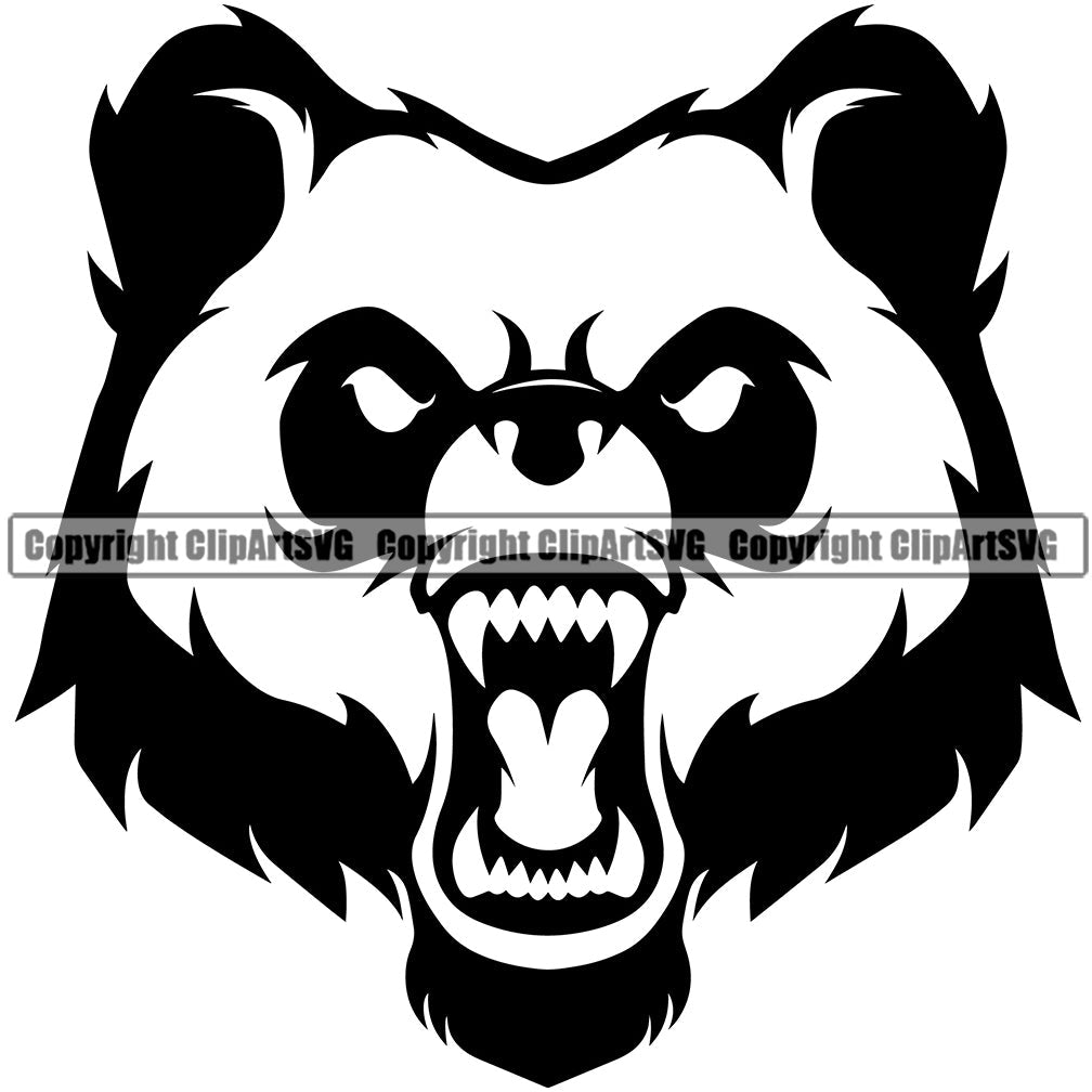 Panda Pandas Nature Wildlife Animal Bear Wild Sports School Team Game Mascot Fantasy eSport Animal Emblem Badge Logo Symbol Tattoo Black Logo Symbol Clipart SVG