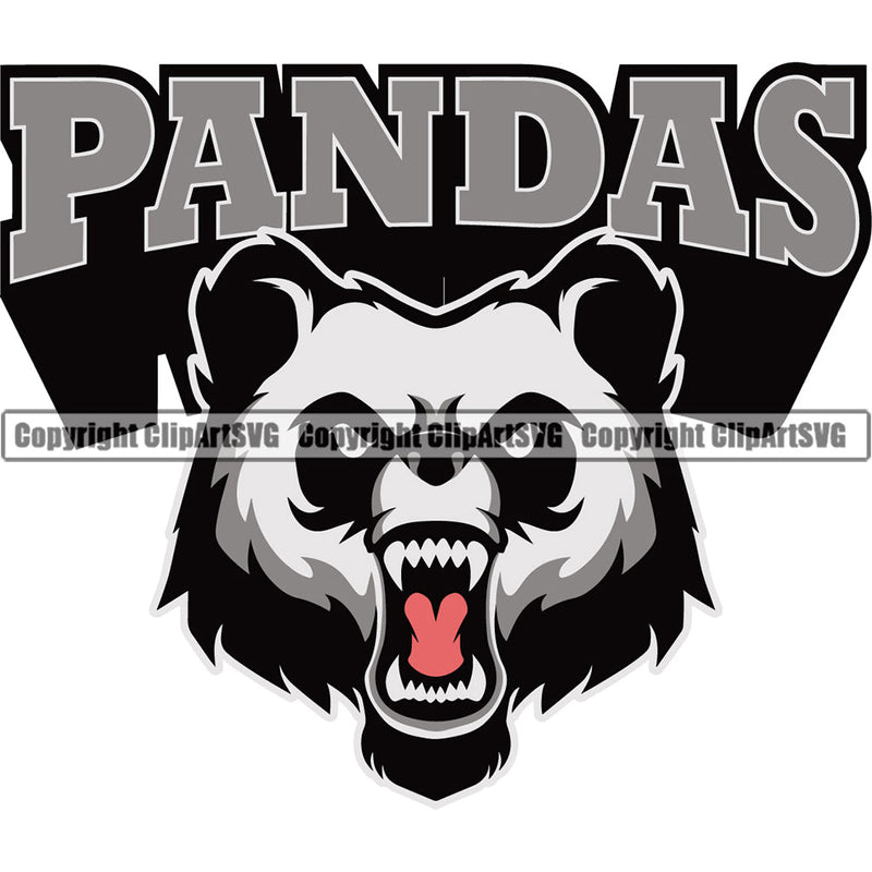 Panda Pandas Nature Wildlife Animal Bear Wild Sports School Team Fantasy Mascot Game eSport Animal Emblem Badge Logo Symbol Tattoo Text Word Typography Lettering Color Logo Symbol Clipart SVG