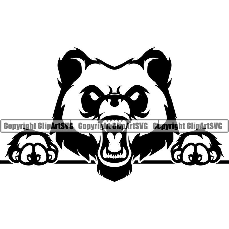 Panda Pandas Nature Wildlife Animal Bear Wild Sports School Team Mascot Game Fantasy eSport Animal Emblem Badge Tattoo Black Logo Symbol Clipart SVG