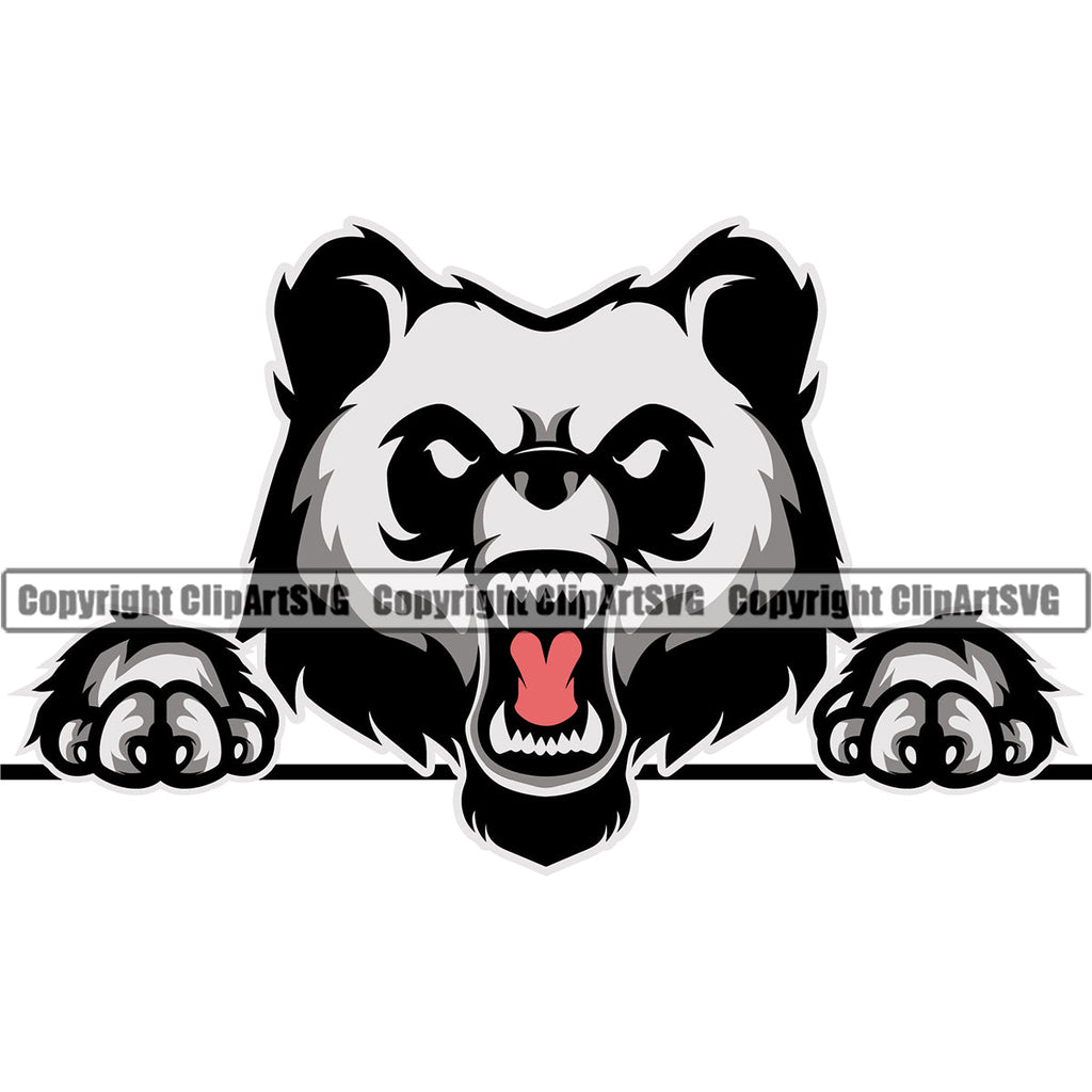 Panda Pandas Nature Wildlife Animal Bear Wild Sports School Team Mascot Game Fantasy eSport Animal Emblem Badge Black Tattoo Logo Symbol Clipart SVG