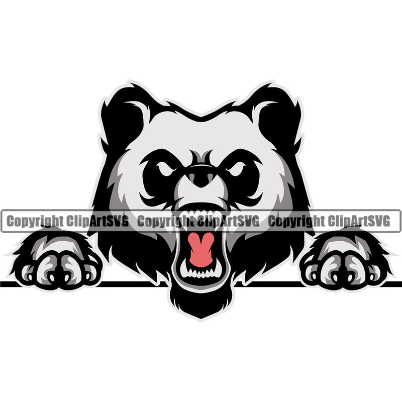Panda Pandas Nature Wildlife Animal Bear Wild Sports School Team Mascot Game Fantasy eSport Animal Emblem Badge Black Tattoo Logo Symbol Clipart SVG