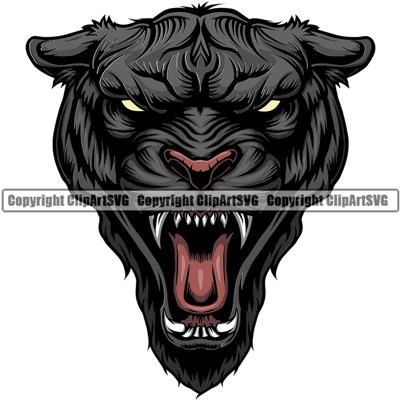 Panther Panthers Sports Team Mascot Game Fantasy Mascots eSport Wild Big Cat Wildlife Predator Beast Animal Emblem Badge Black Head Logo Symbol Clipart SVG
