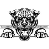 Panther Panthers Sports Team Mascot Game Fantasy Mascots eSport Wild Big Cat Wildlife Predator Beast Animal Emblem Badge Peeking Black Logo Symbol Clipart SVG