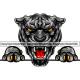 Panther Panthers Sports Team Mascot Game Fantasy Mascots eSport Wild Big Cat Wildlife Predator Beast Animal Emblem Badge Peeking Grey Color Logo Symbol Clipart SVG