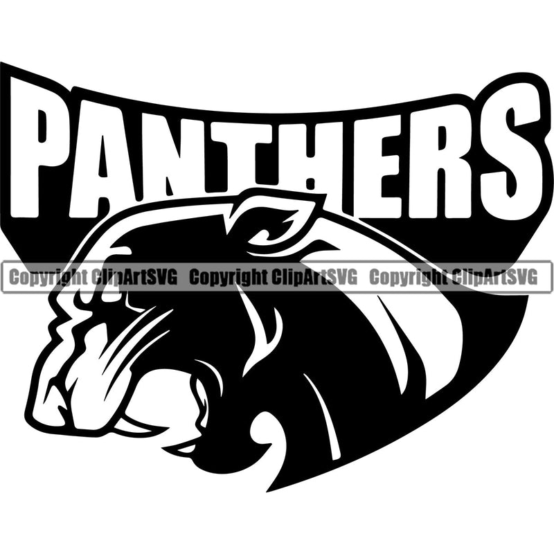 Panther Panthers Sports Team Mascot Game Fantasy Mascots eSport Wild Big Cat Wildlife Predator Beast Animal Emblem Badge Full Combo Logo Symbol Clipart SVG