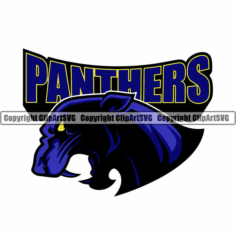 Panther Panthers Sports Team Mascot Game Fantasy Mascots eSport Wild Big Cat Wildlife Predator Beast Animal Full Emblem Badge Color Logo Symbol Clipart SVG