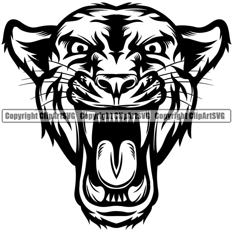 Panther Panthers Sports Team Mascot Game Fantasy Mascots eSport Wild Big Cat Wildlife Predator Beast Animal Emblem Badge Head Logo Symbol Clipart SVG