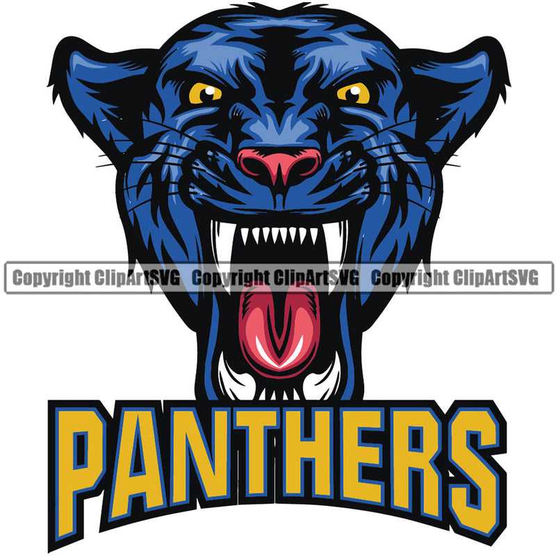 Panther Panthers Sports Team Mascot Game Fantasy Mascots eSport Wild Big Cat Wildlife Predator Beast Animal Emblem Badge Color Full Logo Symbol Clipart SVG