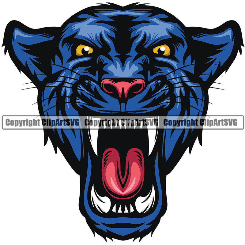 Panther Panthers Sports Team Mascot Game Fantasy Mascots eSport Wild Big Cat Wildlife Predator Beast Animal Emblem Badge Color Head Logo Symbol Clipart SVG