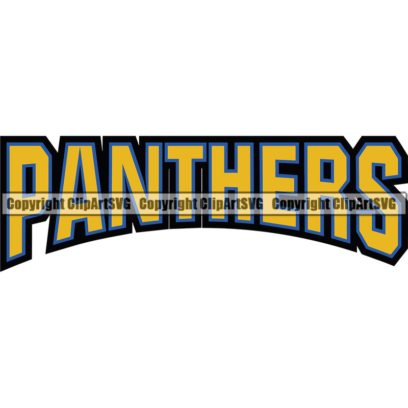 Panther Sports Team Mascot Game Fantasy eSport Wild Big Cat Wildlife Predator Beast Animal Emblem Badge Panthers Color Text Logo Symbol Text Word Typography Lettering Clipart SVG