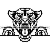 Panther Sports Team Mascot Game Mascots Fantasy eSport Wild Big Cat Wildlife Predator Beast Animal Emblem Badge Panthers Peeking Logo Symbol Clipart SVG