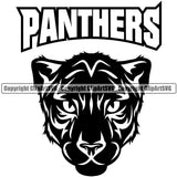 Panther Panthers Sports Team Mascot Game Fantasy Mascots eSport Wild Big Cat Wildlife Predator Beast Animal Emblem Badge Full Black Logo Symbol Clipart SVG