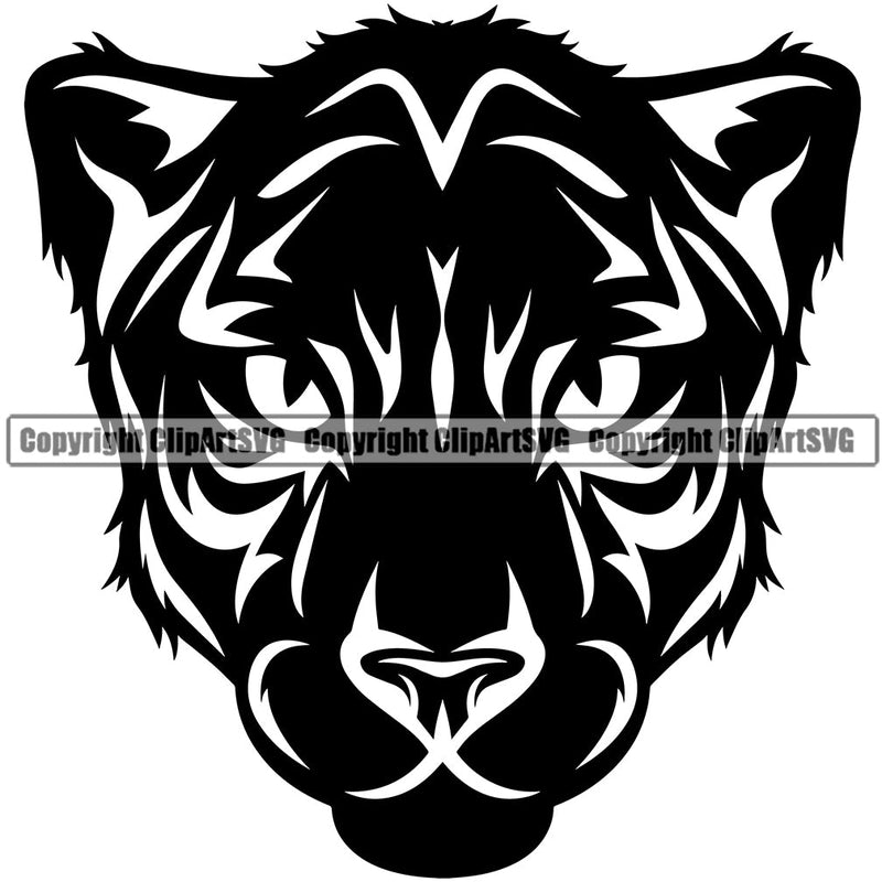 Panther Panthers Sports Team Mascot Game Fantasy Mascots eSport Wild Big Cat Wildlife Predator Beast Animal Emblem Badge Full Head Logo Symbol Clipart SVG
