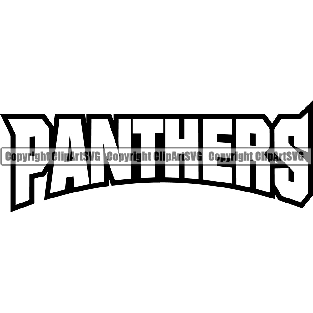 Panther Panthers Sports Team Mascot Game Fantasy Mascots eSport Wild Big Cat Wildlife Predator Beast Animal Emblem Badge Black Text Logo Symbol Text Word Typography Lettering Clipart SVG