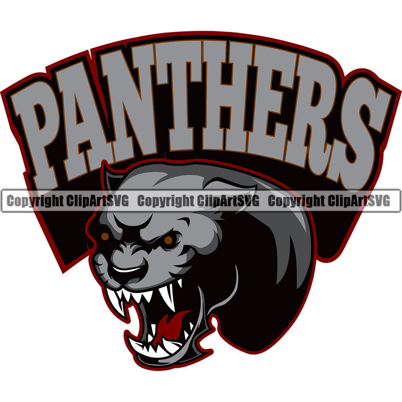 Panther Panthers Sports Team Mascot Game Fantasy Mascots eSport Wild Big Cat Wildlife Predator Beast Animal Emblem Badge Color Combo Logo Symbol Clipart SVG
