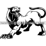 Panther Panthers Sports Team Mascot Game Fantasy Mascots eSport Wild Big Cat Wildlife Predator Beast Animal Emblem Badge Body Logo Symbol Clipart SVG