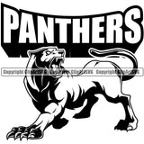 Panther Panthers Sports Team Mascot Game Fantasy Mascots eSport Wild Big Cat Wildlife Predator Beast Animal Emblem Badge Combo Logo Symbol Clipart SVG
