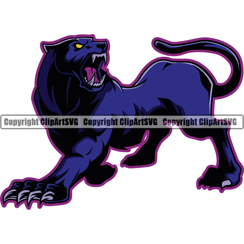 Panther Sports Team Mascot Game Mascots Fantasy eSport Wild Big Cat Wildlife Predator Beast Animal Emblem Badge Panthers Color Body Logo Symbol Clipart SVG