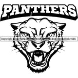 Panther Panthers Sports Team Mascot Game Fantasy Mascots eSport Wild Big Cat Wildlife Predator Beast Animal Emblem Badge Black Full Logo Symbol Clipart SVG