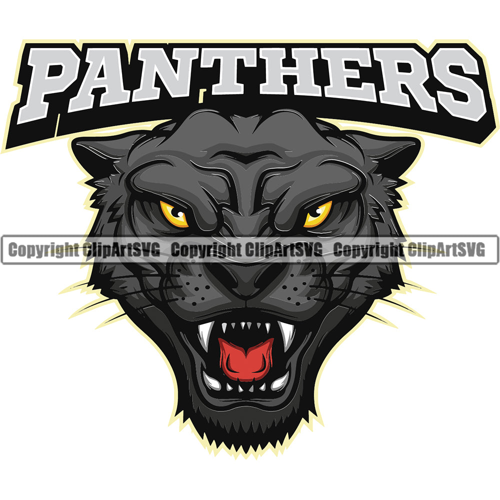 Panther Panthers Sports Team Mascot Game Fantasy Mascots eSport Wild Big Cat Wildlife Predator Beast Animal Emblem Badge Combo Color Logo Symbol Clipart SVG