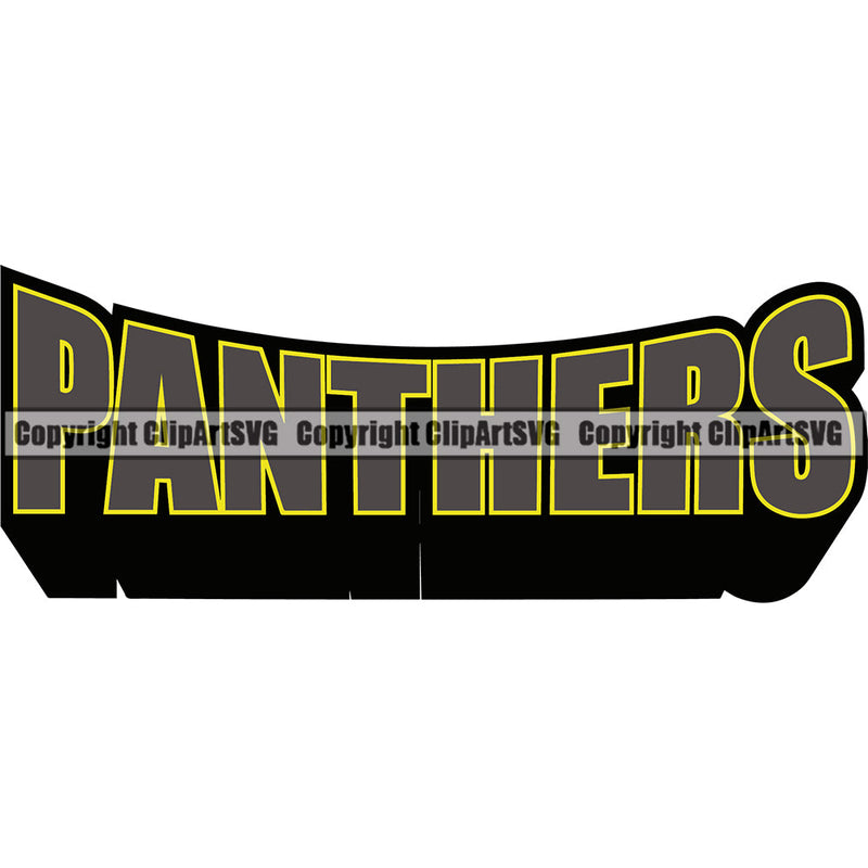 Panther Panthers Sports Team Mascot Game Fantasy Mascots eSport Wild Big Cat Wildlife Predator Beast Animal Emblem Badge Logo Symbol Text Word Typography Lettering Clipart SVG