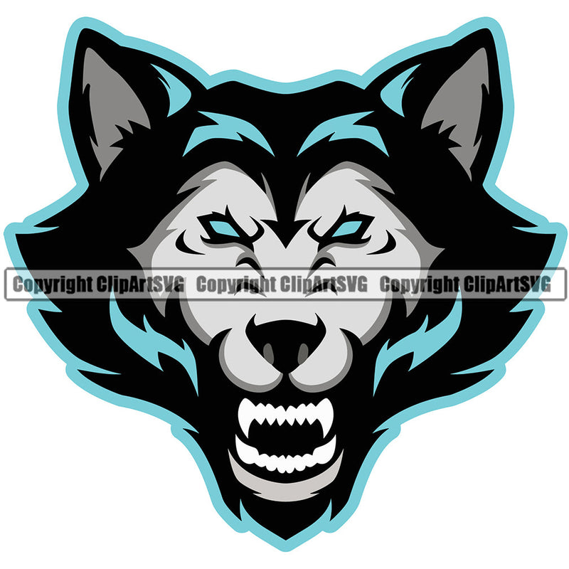 Wolf Wolves Sports Team Mascot Game Mascots eSport Fantasy Animal Emblem Badge Head Color Logo Symbol Clipart SVG