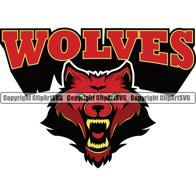 Wolf Wolves Sports Team Mascot Game Mascots Fantasy eSport Animal Emblem Badge Logo Symbol Clipart SVG