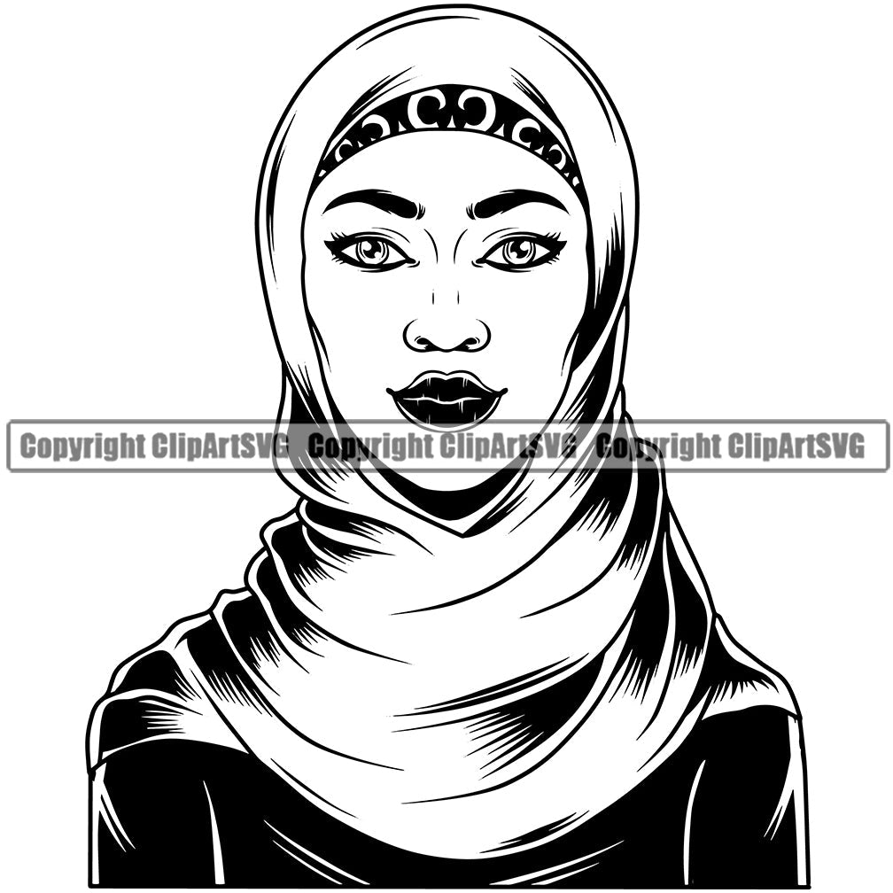 Black Woman African American Female Queen Nubian Lady Cartoon Character Girl Head Face Portrait Model Hair Afro Braid Turban Dress Jewelry Silhouette Art Design Logo Clipart SVG