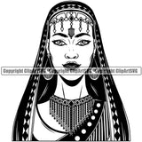 Black Woman African American Female Nubian Lady Cartoon Character Girl Queen Head Face Portrait Model Hair Afro Braid Turban Dress Jewelry Silhouette Art Design Logo Clipart SVG