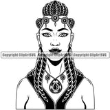 Black Woman African American Female Nubian Queen Lady Character Cartoon Girl Head Face Portrait Model Hair Afro Braid Turban Dress Jewelry Silhouette Art Design Logo Clipart SVG