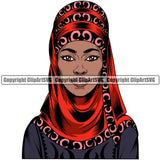 Black Woman African American Female Nubian Queen Lady Cartoon Character Girl Head Face Portrait Morden Model Hair Afro Braid Turban Dress Jewelry Art Color Design Logo Clipart SVG