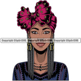Black Woman African American Female Nubian Queen Lady Cartoon Character Girl Face Head Portrait Model Hair Afro Braid Turban Dress Jewelry Art Color Design Logo Clipart SVG