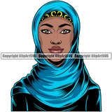 Black Woman African American Nubian Female Queen Lady Cartoon Character Girl Head Face Portrait Model Hair Afro Braid Turban Jewelry Dress Art Color Design Logo Clipart SVG